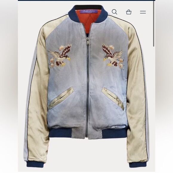 Ralph Lauren Collection Henrique Satin Bomber Embroidered - Picture 1 of 16